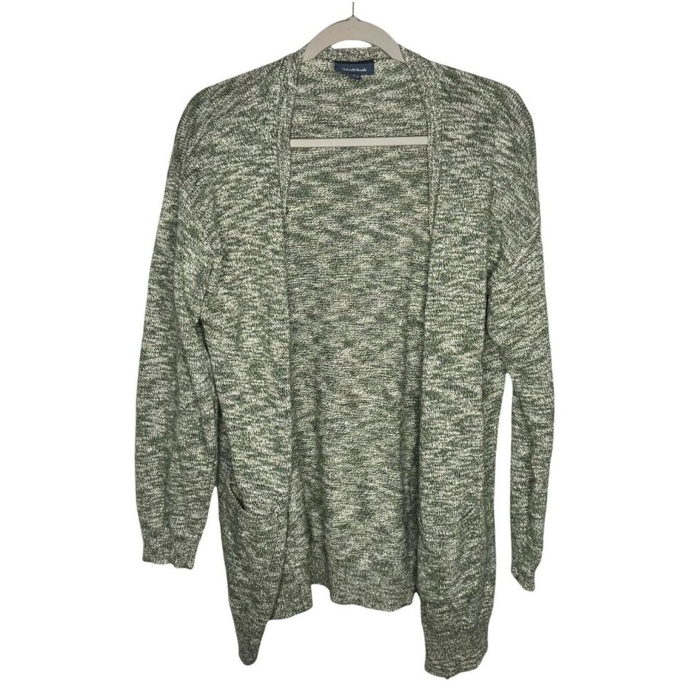 ModCloth Womens Cardigan‎ Open Front Color Large Green Marled Pockets